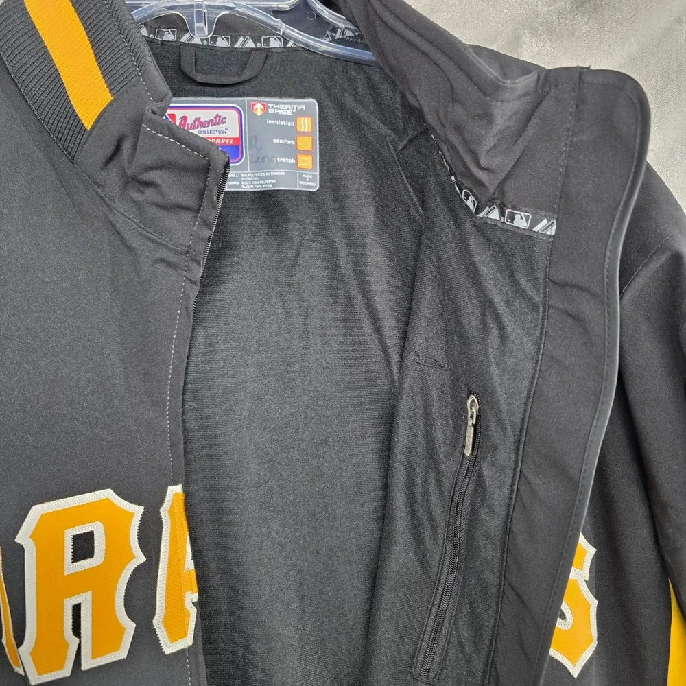 Majestic Pittsburgh Pirates MLB Baseball Jacket Therma‎ Base Mens 2XL Black Gold